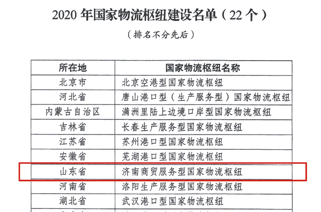济南获批国家物流枢纽，以优德88官方网站集团为核心主体建设